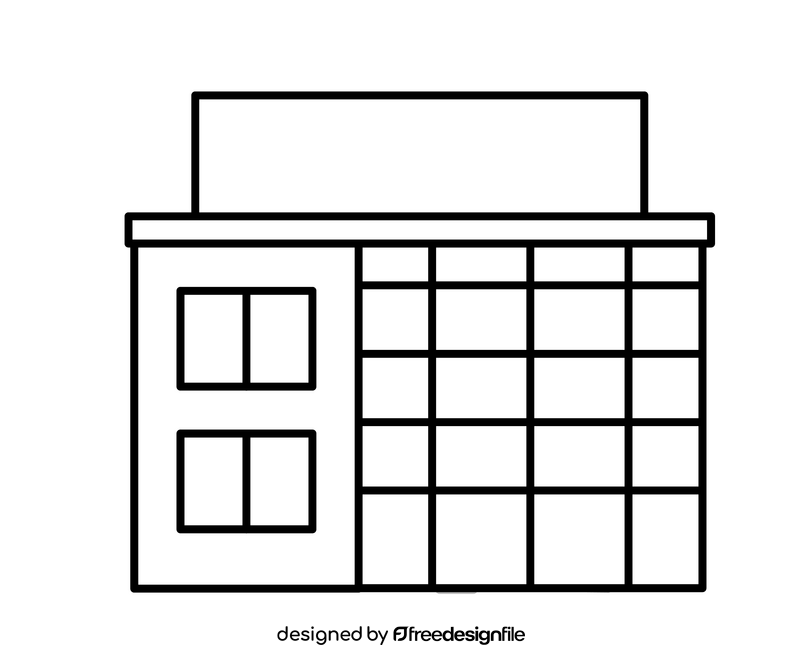 Glass building cartoon black and white clipart