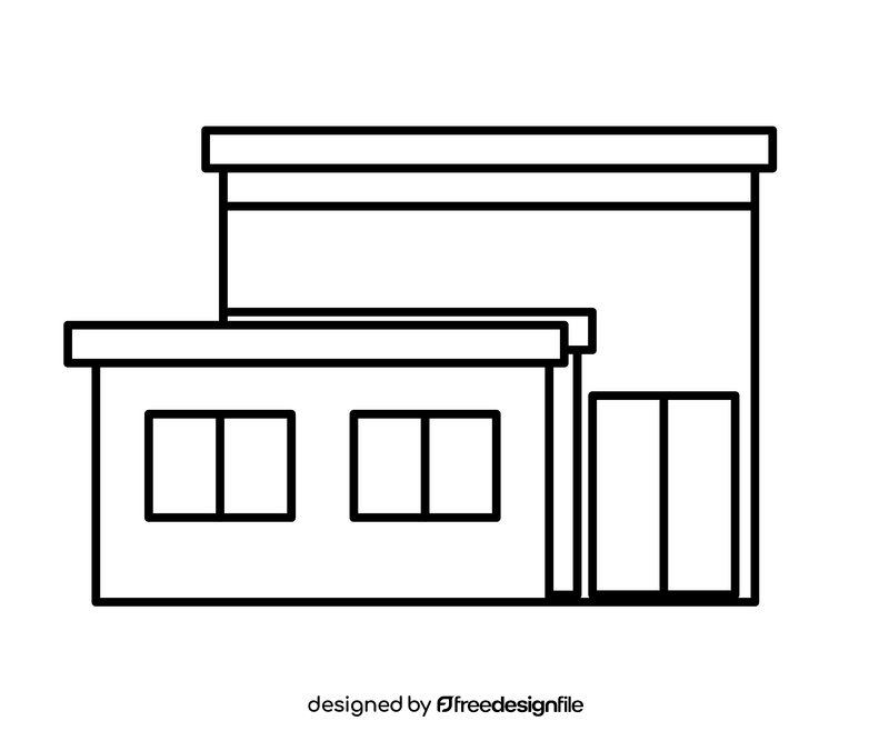Public building drawing black and white clipart