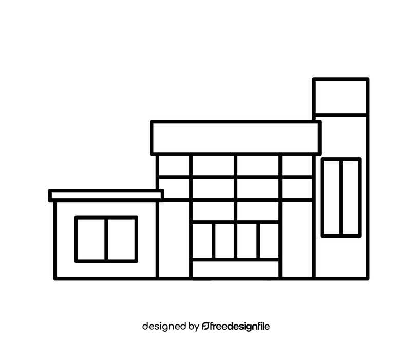 Glass government building illustration black and white clipart