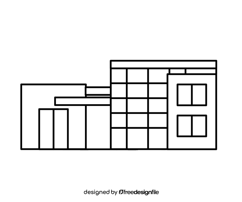 Modern glass building free black and white clipart