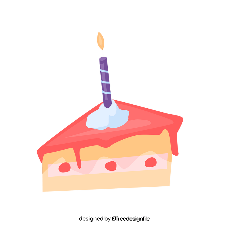 Birthday cake piece with candle clipart