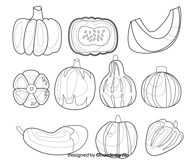 Free pumpkins images black and white vector