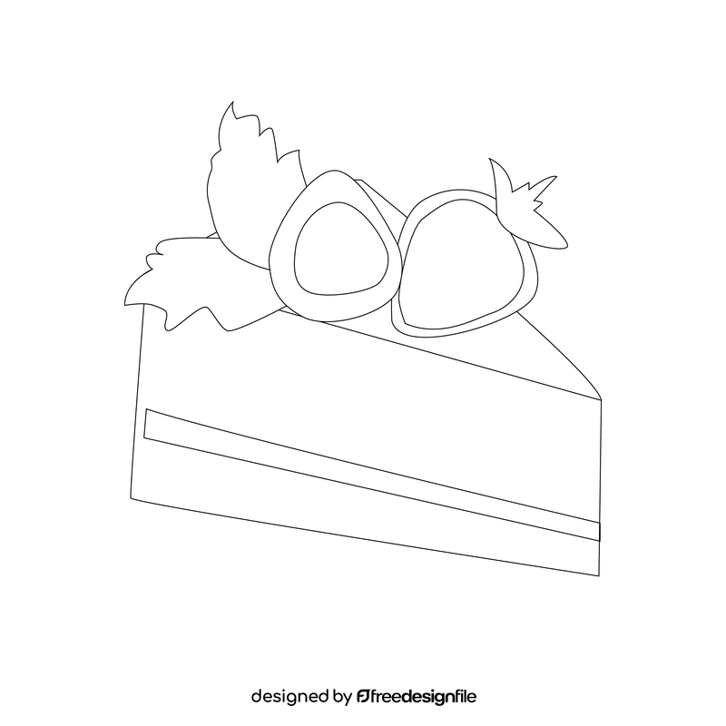 Piece of strawberry cake black and white clipart