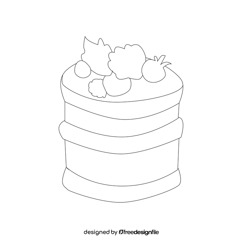 Fruit cupcake black and white clipart