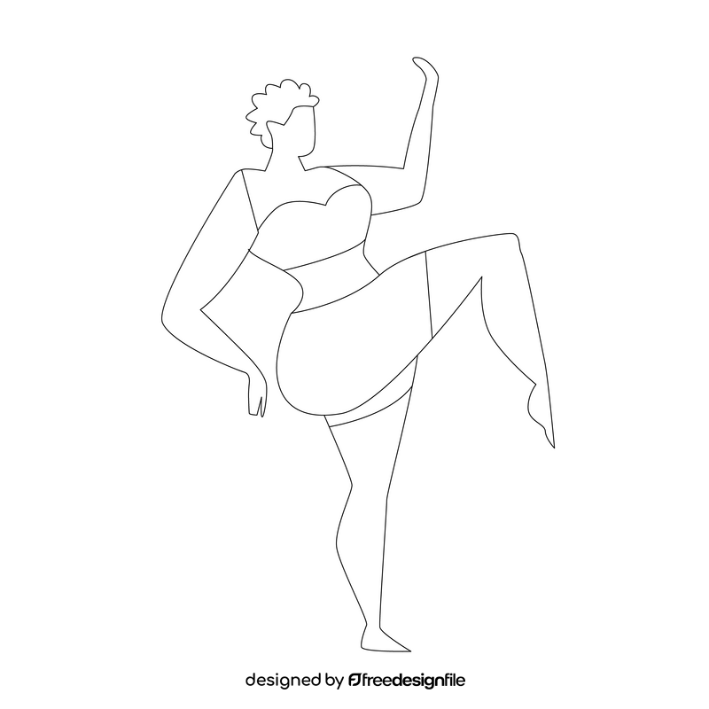 Afro American woman doing yoga black and white clipart