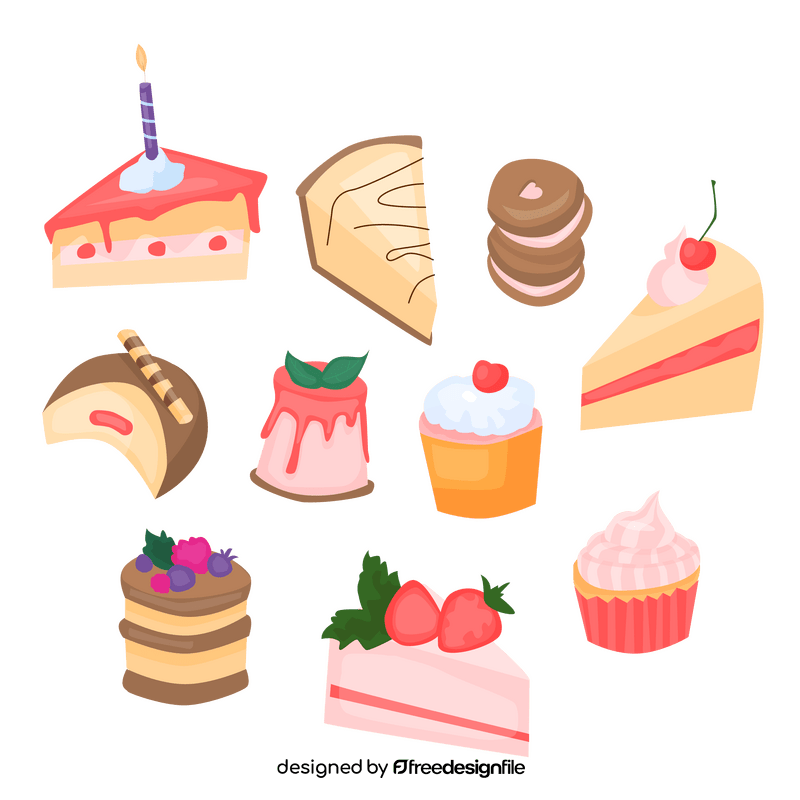 Cupcakes and cakes vector