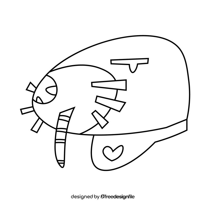 Cartoon mole eating black and white clipart