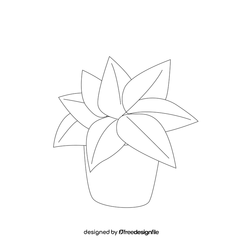 House plant in basket black and white clipart