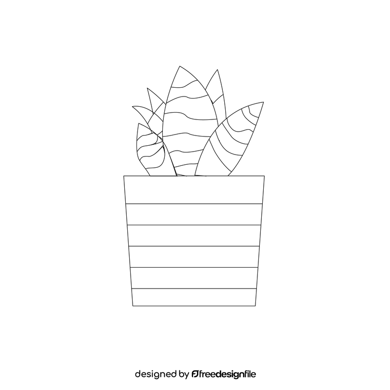 Potted plant cartoon black and white clipart