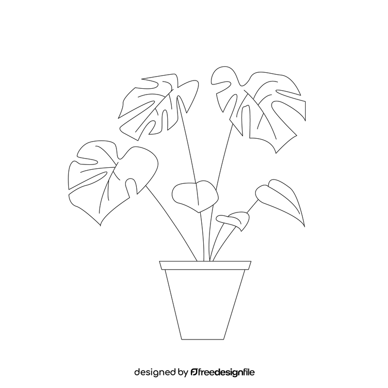 House plant cartoon black and white clipart vector free download