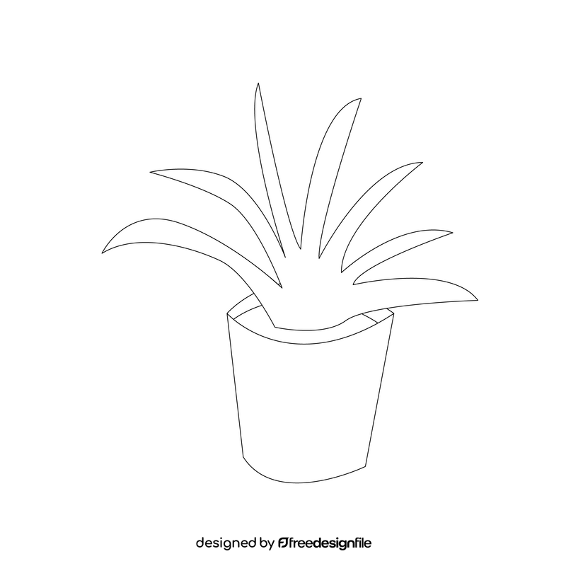 Plant in a basket drawing black and white clipart