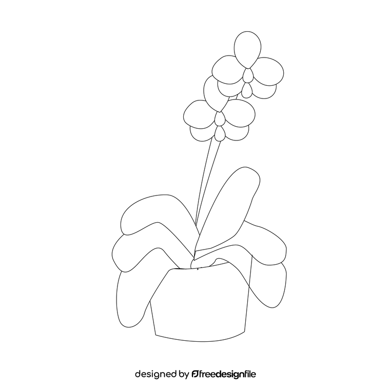 Flower plant in basket illustration black and white clipart