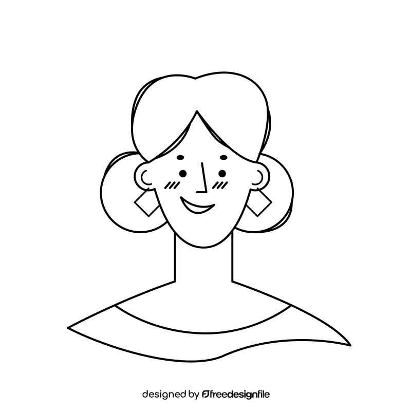 Cartoon girl portrait black and white clipart