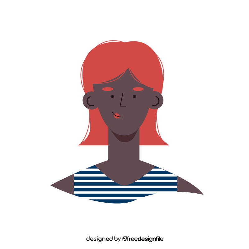 Redhead black girl portrait clipart