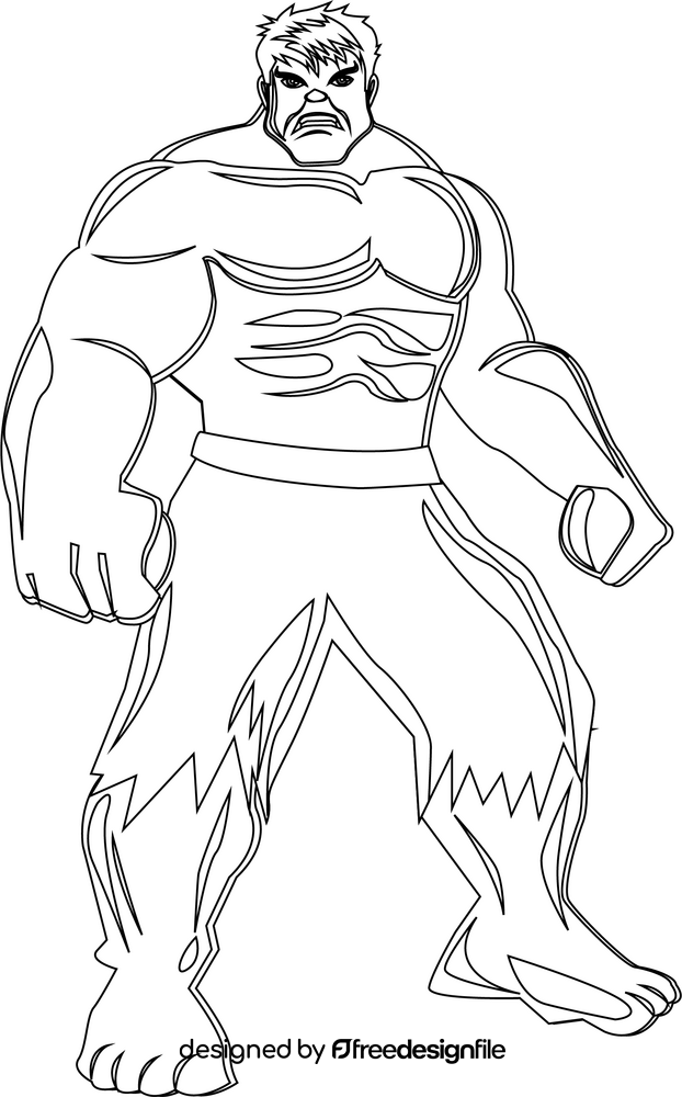 Hulk marvel black and white clipart