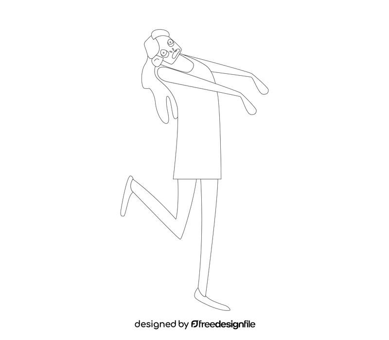 Cartoon zombie girl black and white clipart