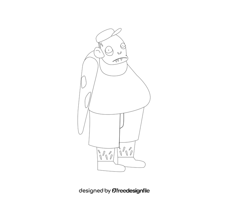 Fat zombie black and white clipart