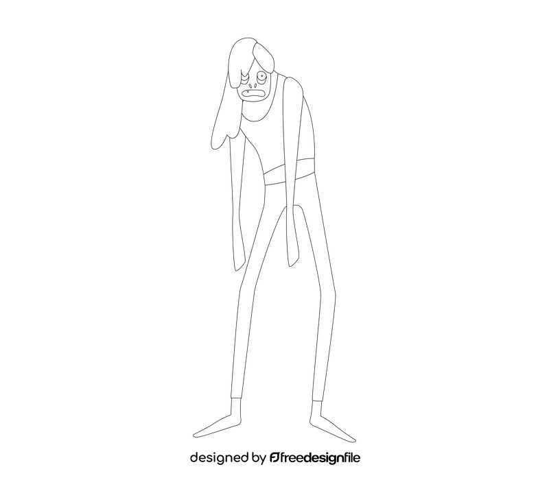 Free girl zombie black and white clipart