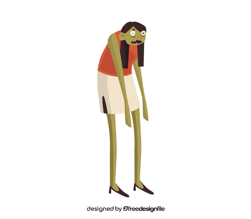 Ugly zombie girl clipart