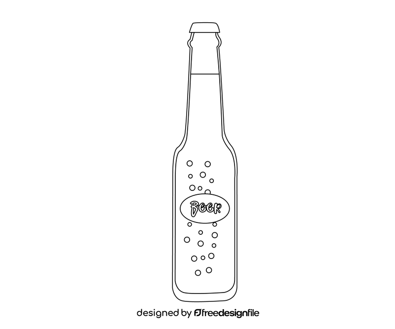 Bottled beer black and white clipart