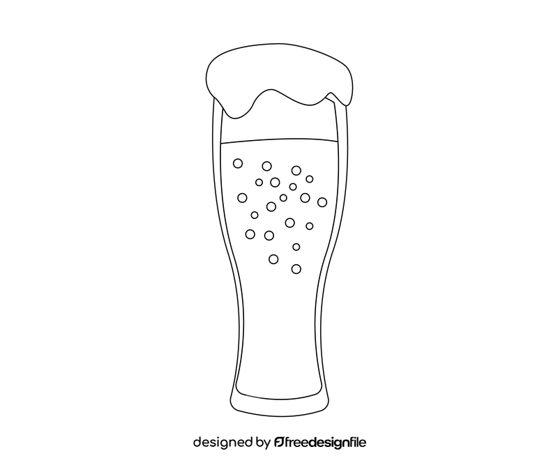 Free beer in glass black and white clipart