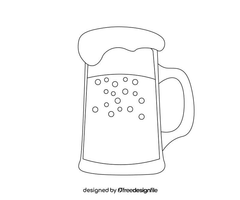 Light beer in a glass black and white clipart