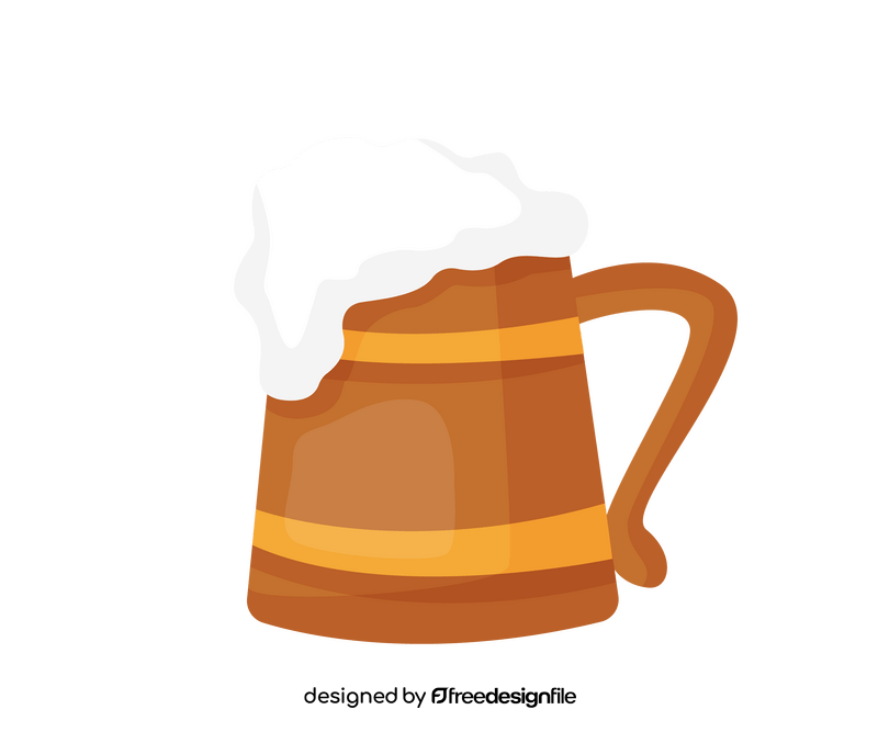 Beer in wooden mug drawing clipart
