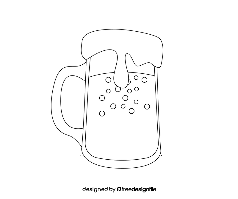 Glass of beer black and white clipart