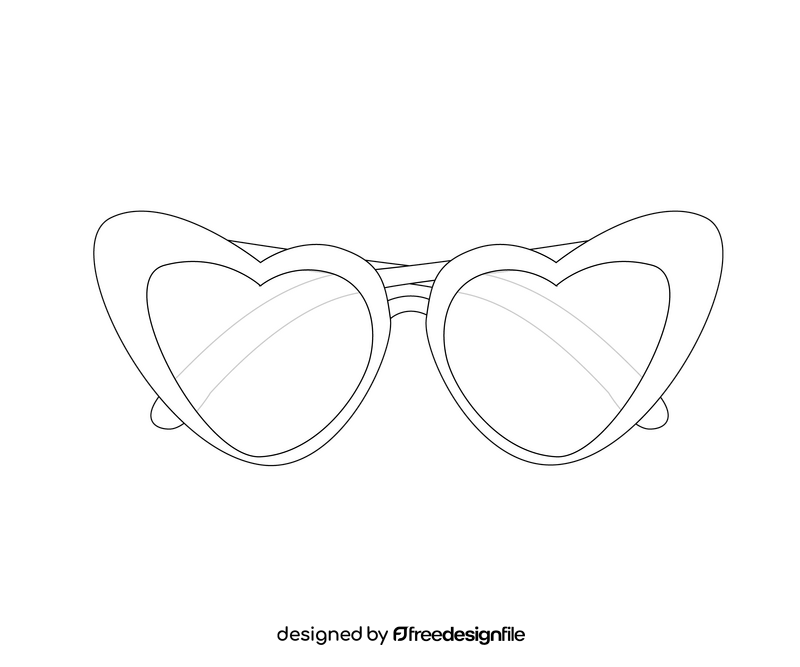 Girls heart shaped sunglasses black and white clipart