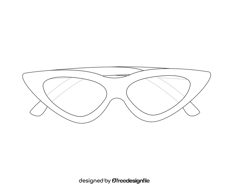 Sunglasses cartoon black and white clipart