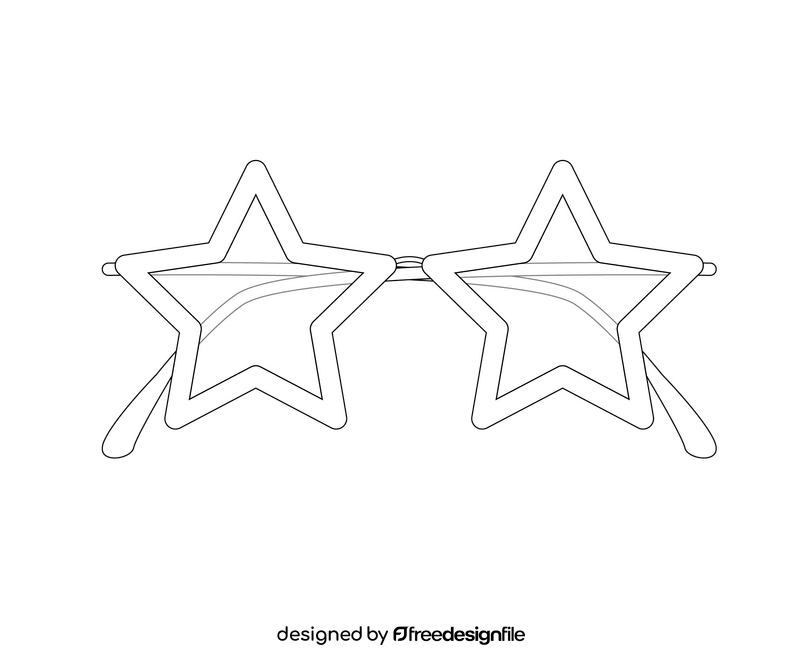 Star sunglasses for girls illustration black and white clipart