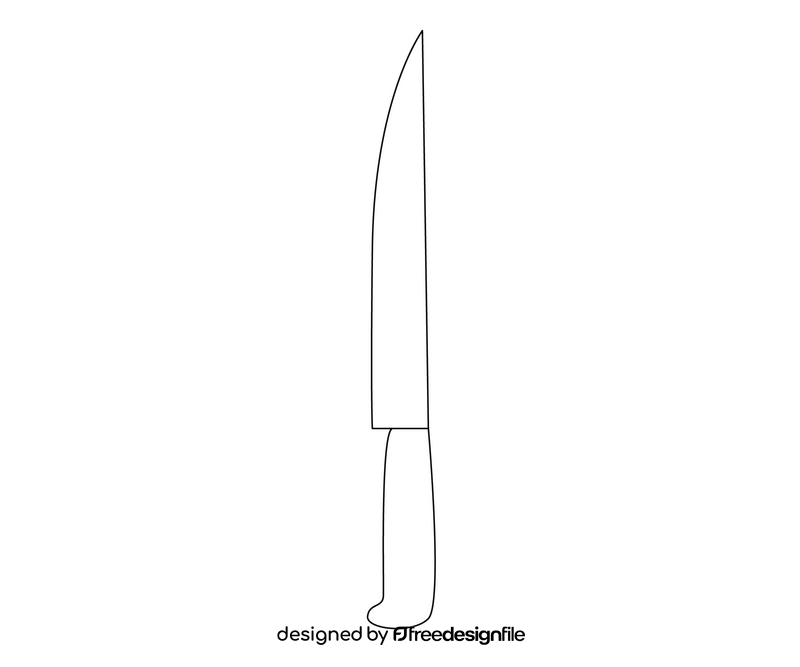 Wooden handle knife black and white clipart