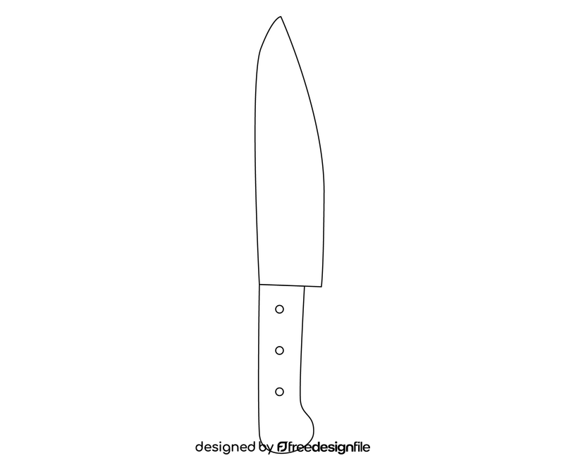 Kitchen knife black and white clipart