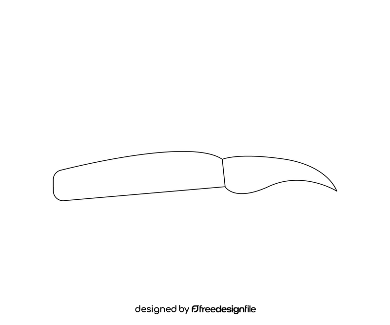 Curved blade knife black and white clipart