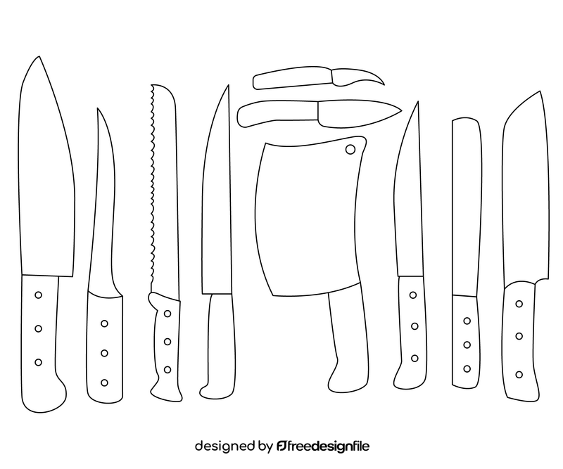 Knives, butcher black and white vector