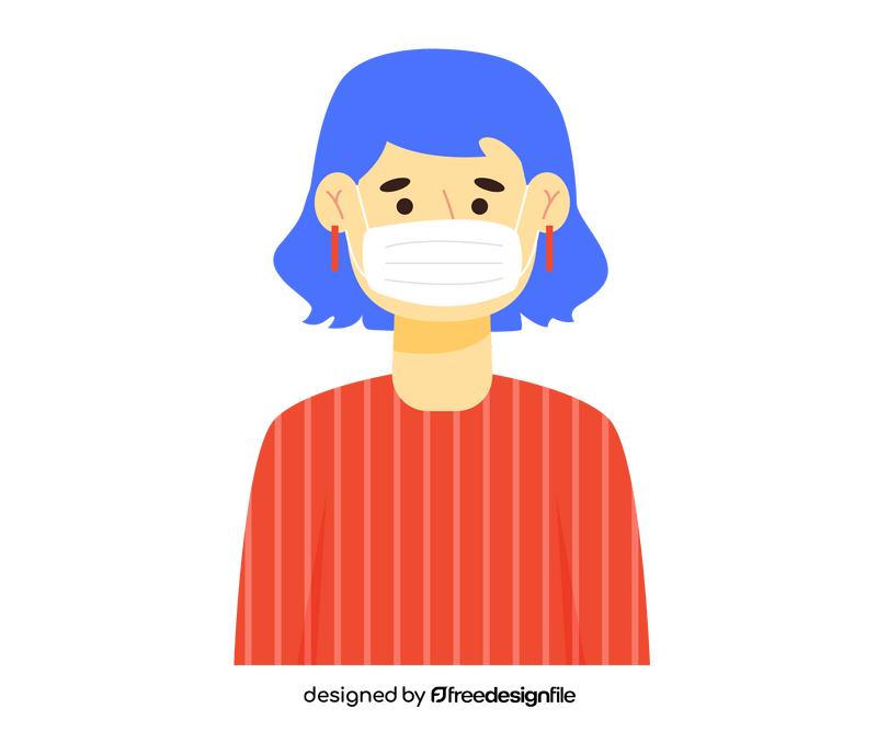 Cartoon girl with mask clipart