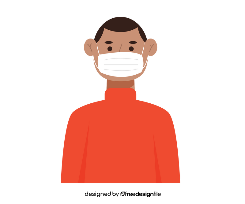 African American boy wearing mask clipart