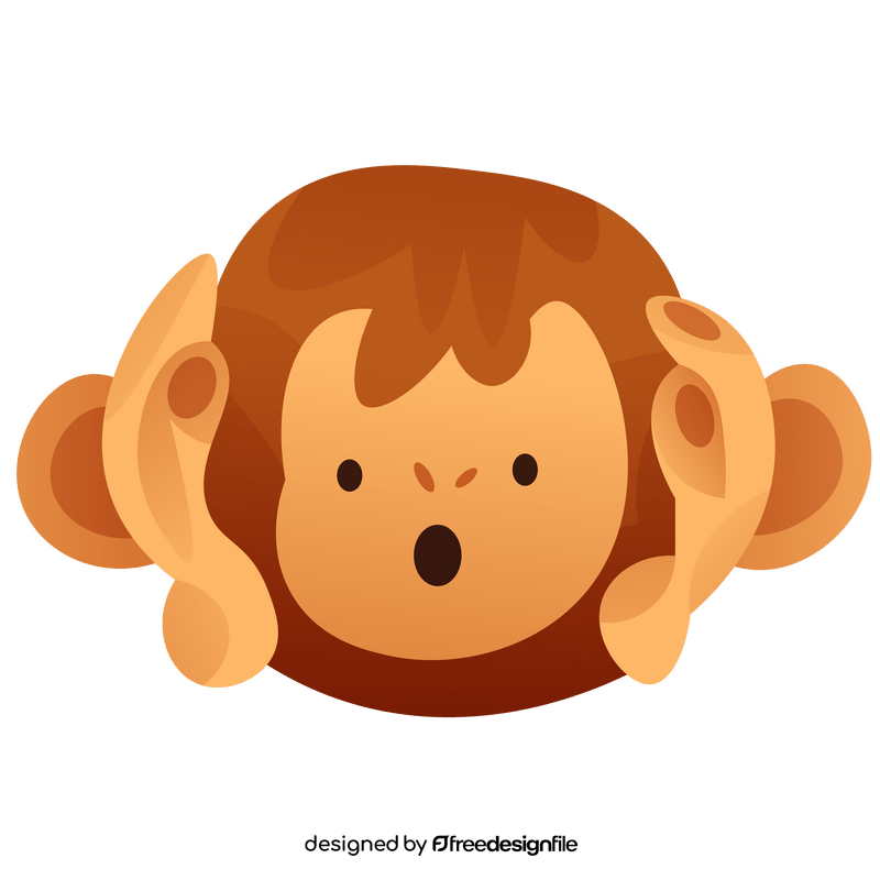 Cartoon monkey holding ears clipart