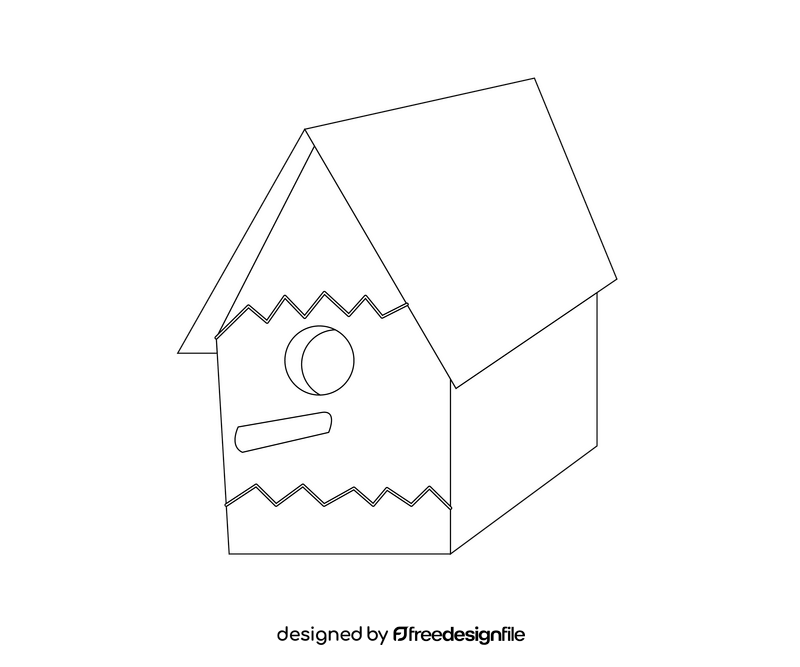 Pink birdhouse cartoon black and white clipart