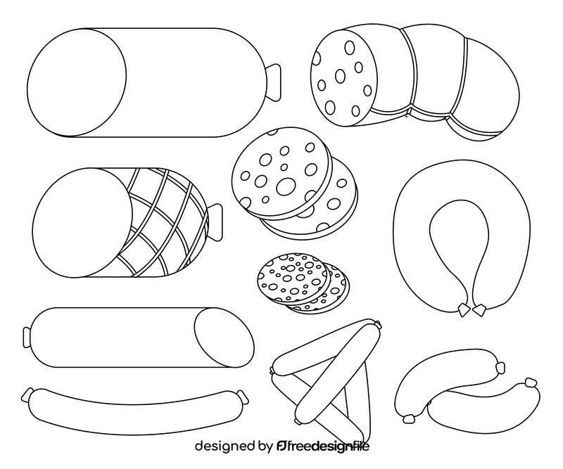 Sausages black and white vector