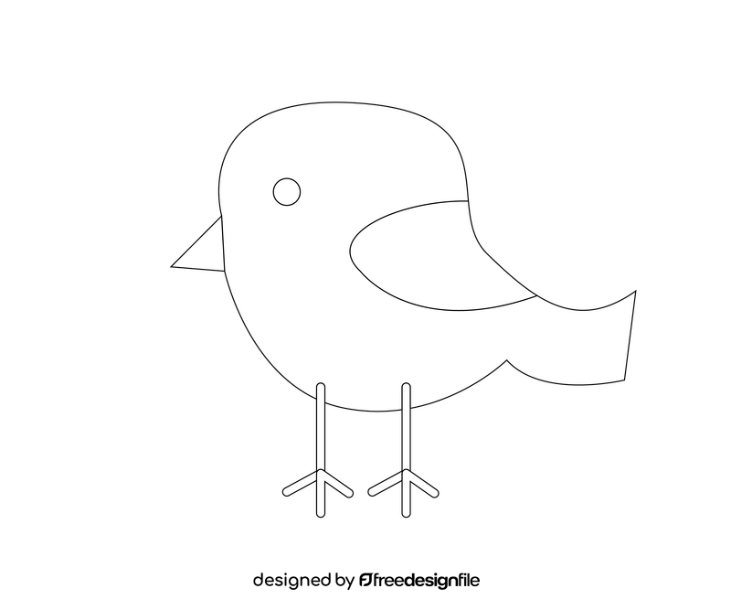 Blue bird cartoon black and white clipart