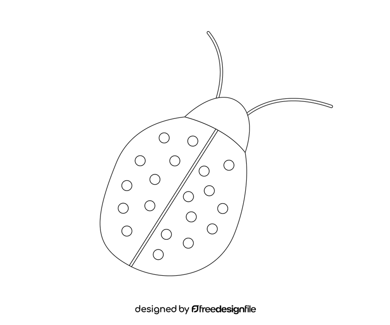 Cartoon ladybug black and white clipart