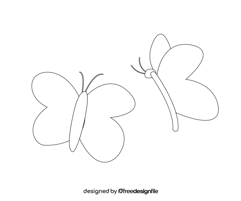 Cartoon butterflies black and white clipart