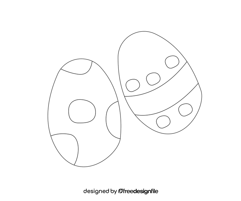 Easter eggs cartoon black and white clipart