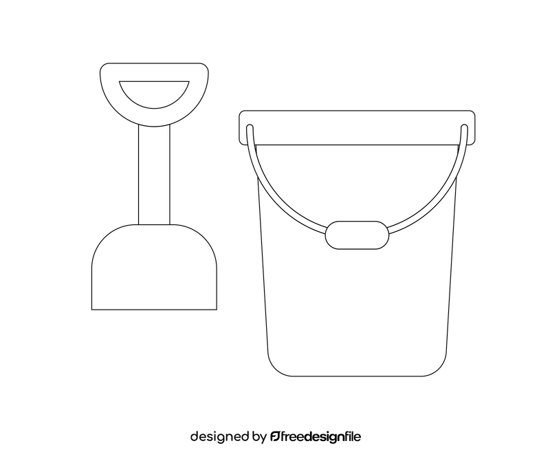 Beach bucket for kids black and white clipart vector free download
