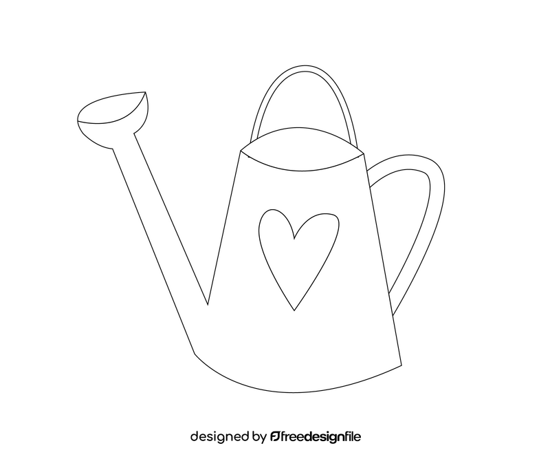 Watering can cartoon black and white clipart