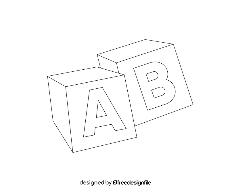 Cartoon cubes toy black and white clipart