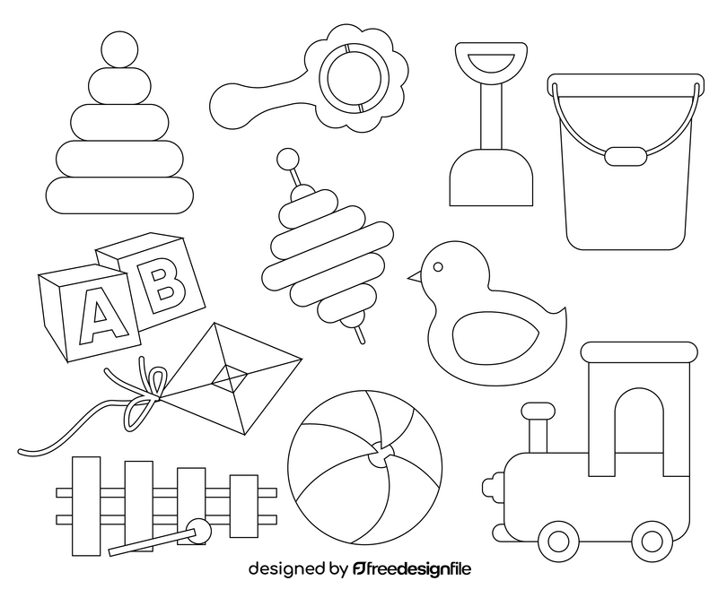 Toys black and white vector