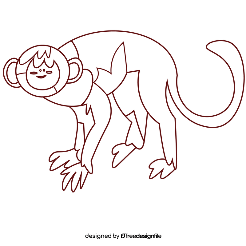 Monkey black and white clipart