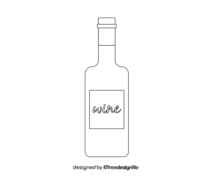 Wine bottle cartoon black and white clipart